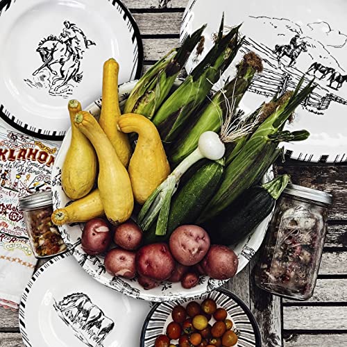 Paseo-Road-by-HiEnd-Accents-Ranch-Life-14-Piece-Melamine-Dinnerware-Set-with-Plates-Bowls-and-Serving-Platter-Black-and-White-Southwestern-Rustic-Cabin-Lodge-Farmhouse-Style Paseo Road by HiEnd Accents Ranch Life 14 Piece Melamine Dinnerware Set with Plates Bowls and Serving Platter Black and White Southwestern Rustic Cabin Lodge Farmhouse Style