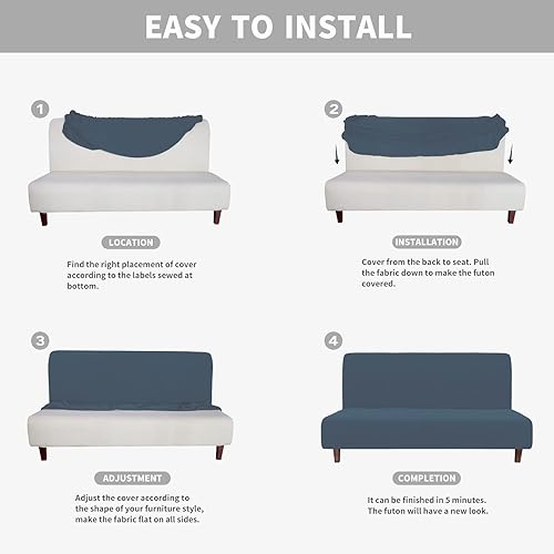 Miniatura 6 de Easy-Going Funda de futón 100 % impermeabilidad doble, diseño jacquard elástico, protector de muebles a prueba de fugas para niños, mascotas, perros