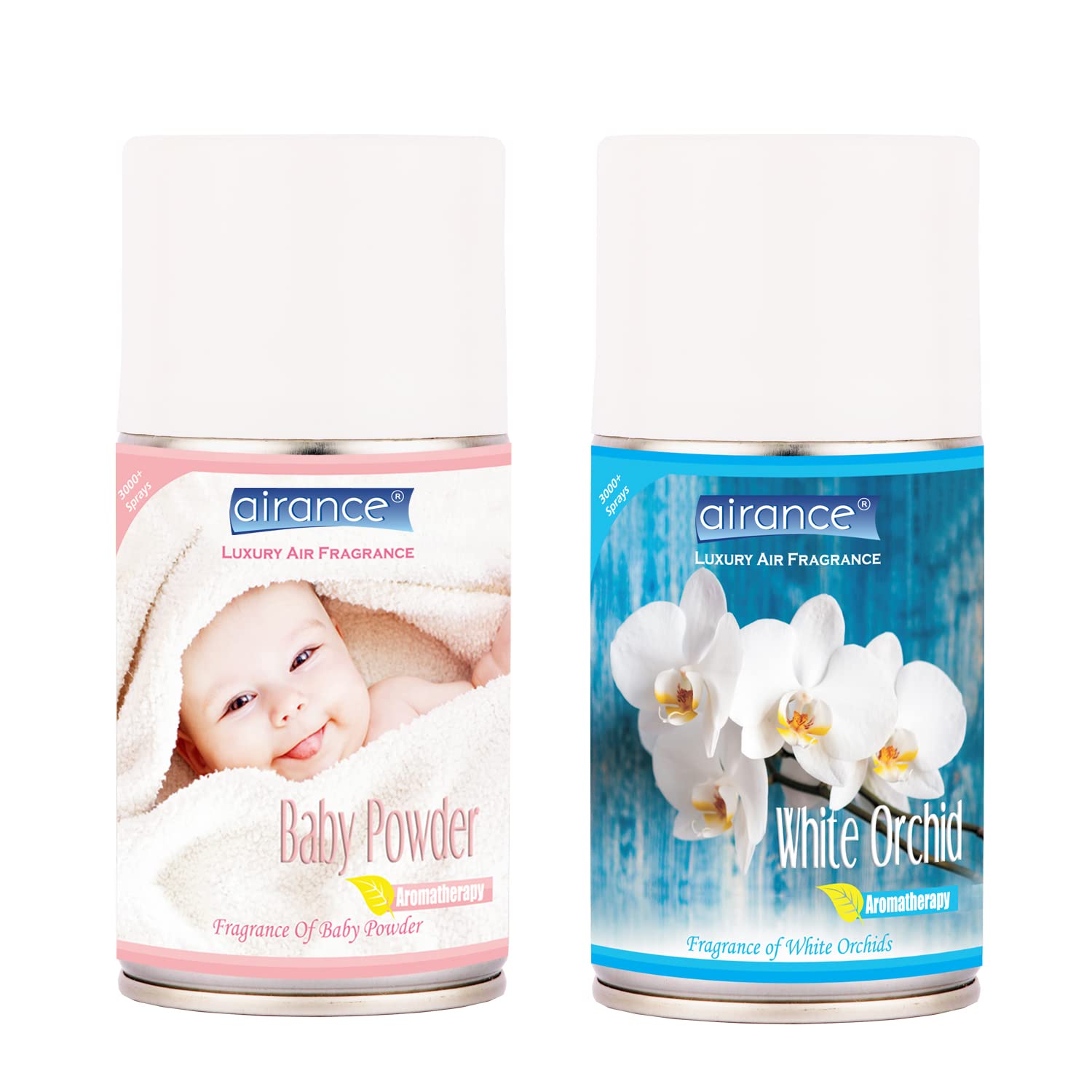 Airance Air Freshener Automatic Spray Baby Powder & White Orchid - 250 ML - 3000+ Sprays - Fits Almost All The Dispensers-image-8