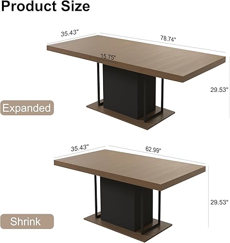 Miniatura 10 de Pvillez Juego de mesa de comedor moderno de 55.1 pulgadas para 4, mesa de cocina rectangular y sillas para 4, mesa de comedor de madera con 4 sillas
