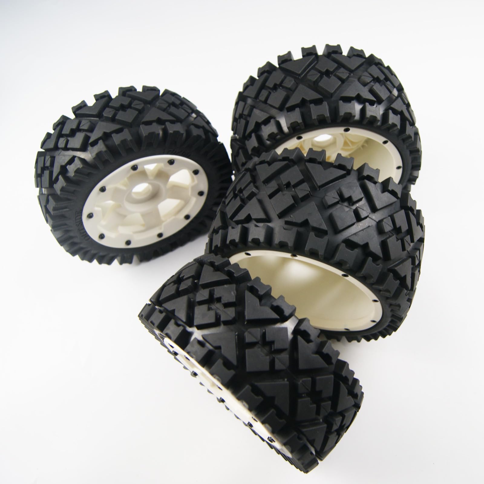 TITRACING White Wheel Front Rear All Terrain Tires Wheels for HPI Rovan Kingmotor Baja 5b 5t Buggy