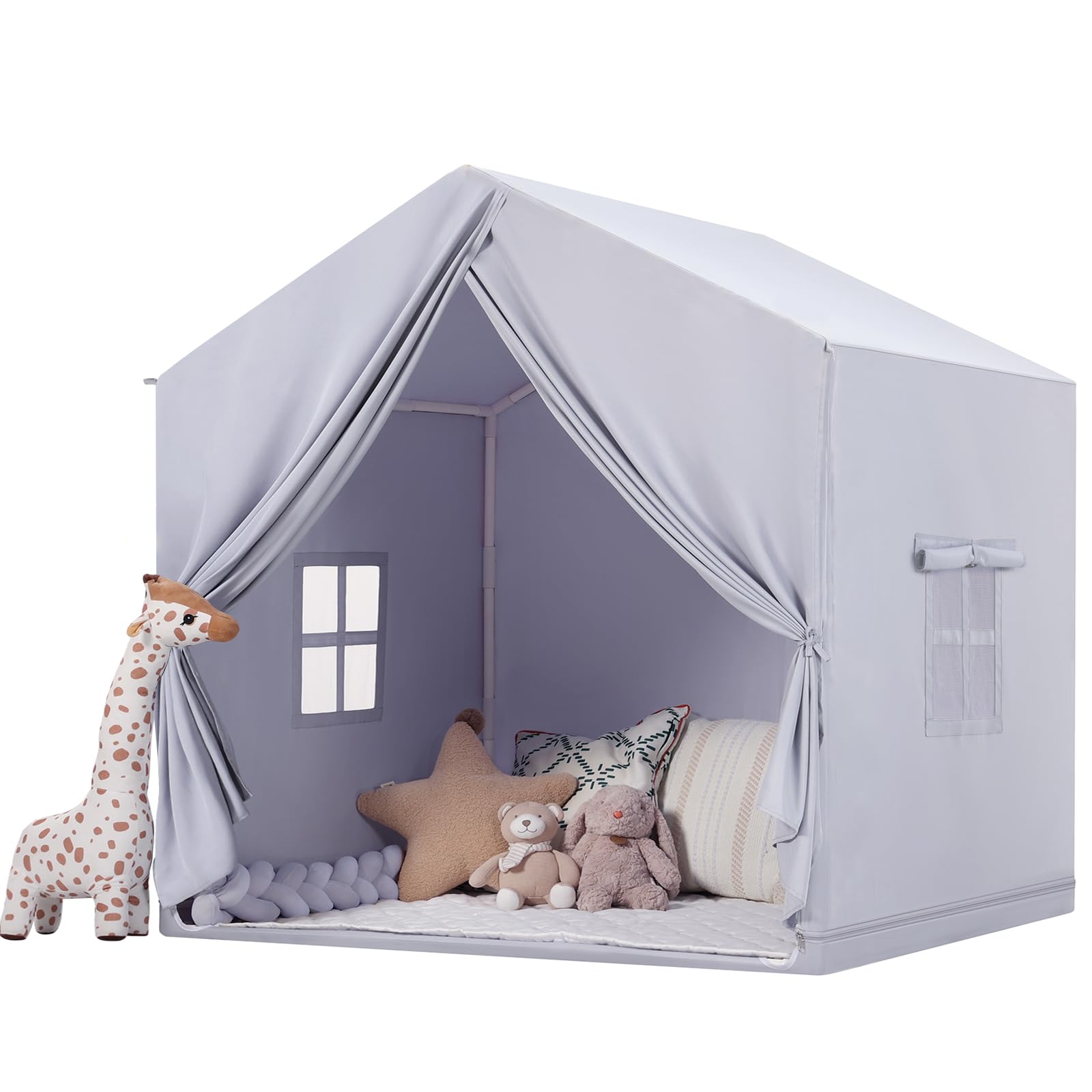 Kids Play Tent: Play House for Kids Indoor - Toddler Tent With Window - Large Childrens Tent Play Tents for Girls and Boys Kid Indoor Outdoor Toy Playroom Gift (Grey)