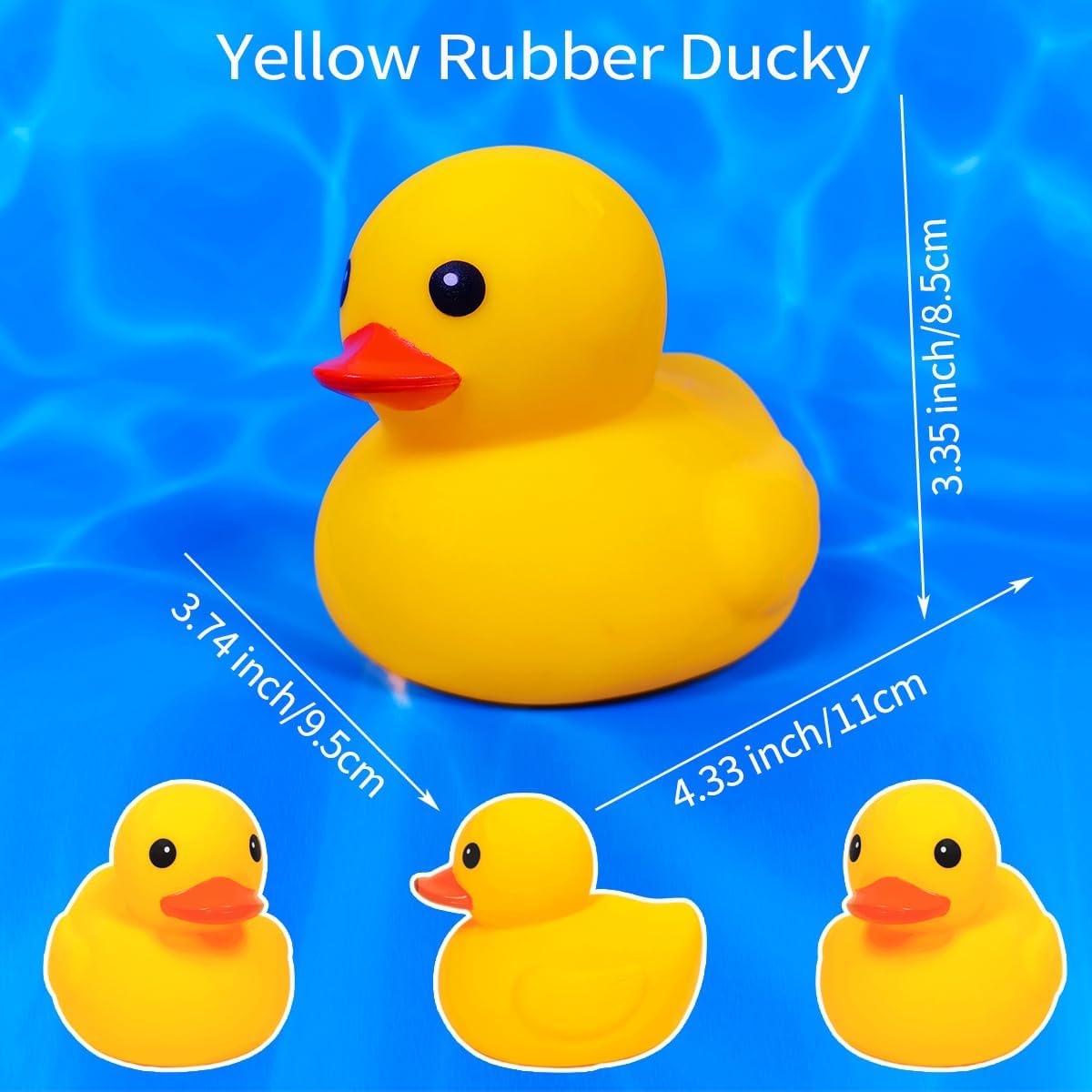 4.3 Inch 5 Pcs Kalafona Rubber Bathtub Duck/Duckie Waterproof No 'Bebe' No Hole Funny Bath Swimming Pool Toy Without Hole for Kids Birthday Party Favor Home Decor