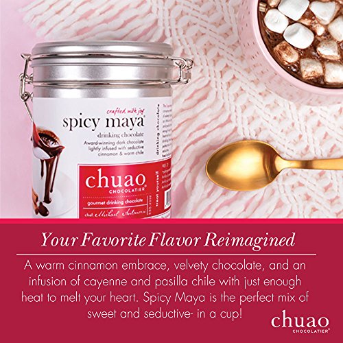 Chuao Chocolatier Spicy Maya & Delicious Dark Drinking Chocolate Tins| Gourmet Hot Cocoa Artisan European No Preservatives Mexican Hot Chocolate| For Gift Baskets, Christmas, Valentines Day, Gifts For Women, Men, Birthday, Thank You, Care Package | 2-Ct (12 Oz Each) #TOP2