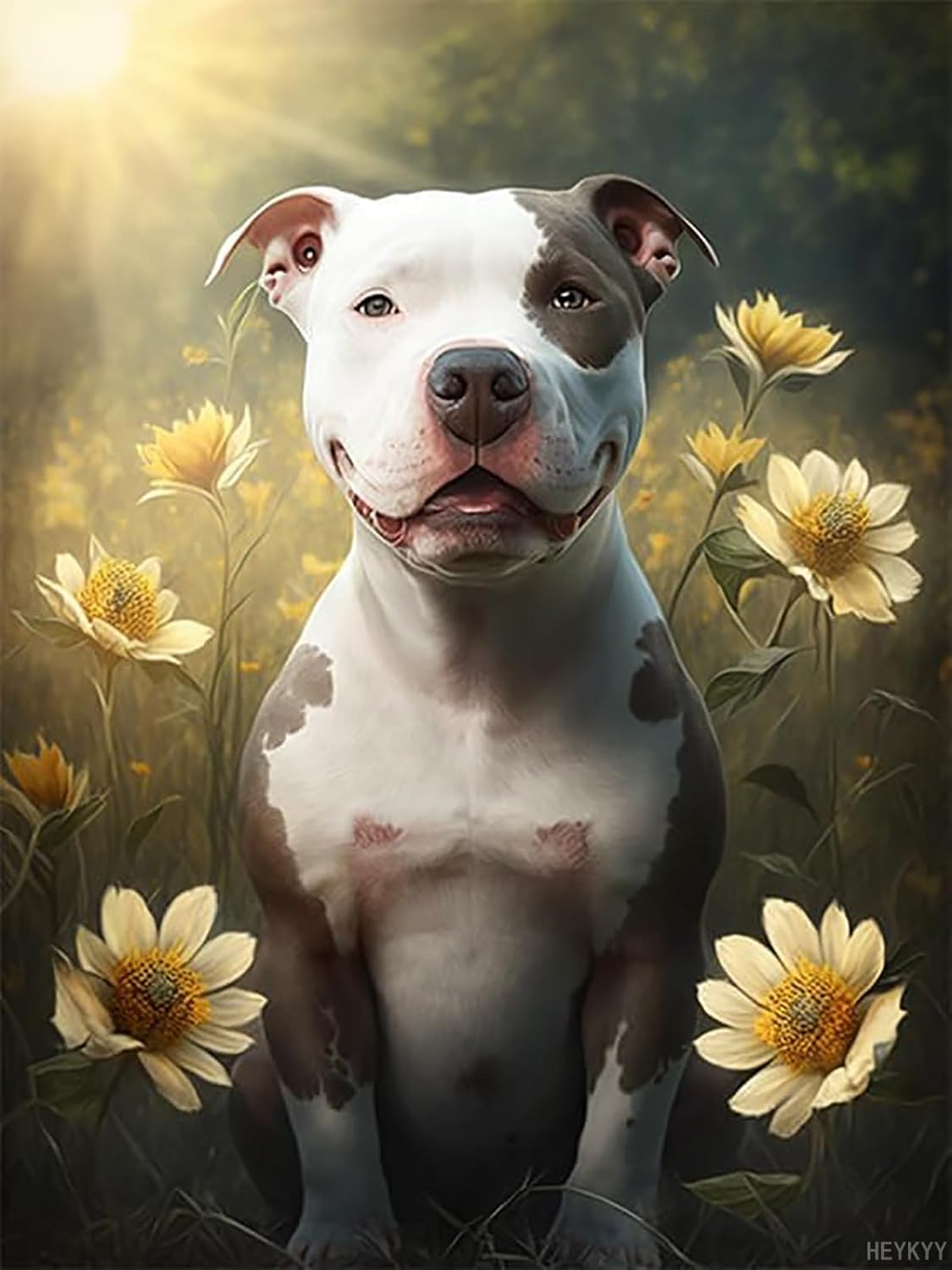 HEYKYY Pit Bull Diamond Painting, Colorful Animals 5D Diamond Art Painting Kits Home Wall Decor for Adults Beginners DIY Full Drill 12x16 inch