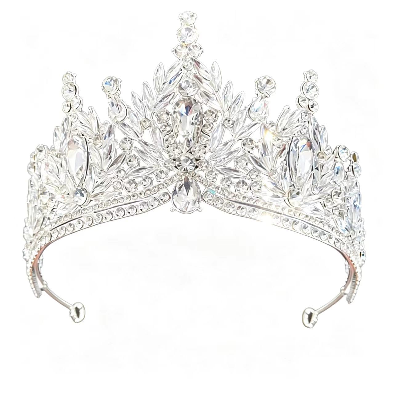 Caelumdecor Women's Silvery-White New Crowns For Rhinestone Hair Accessories Wedding Prom Headpiece