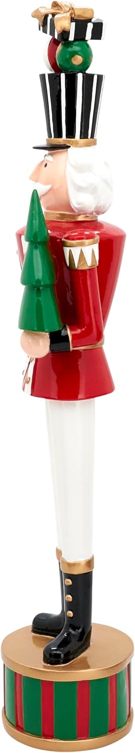SARO LIFESTYLE Resin Soldier with Tree Figurine – Christmas Nutcracker Holiday Décor, 18", Multicolored
