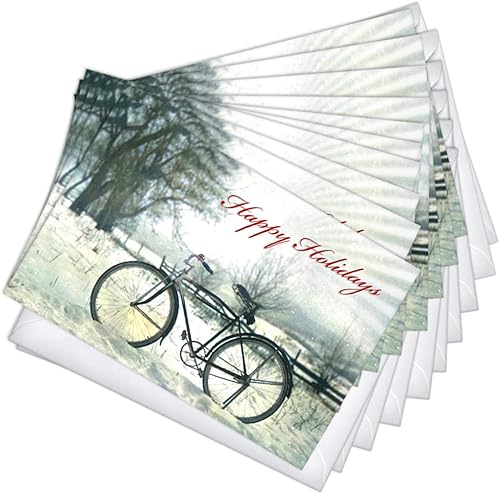 Wright Home & Gift - Juego de 20 tarjetas de Navidad con sobres, para amantes de las bicicletas, regalos temáticos de bicicleta, tarjetas de
