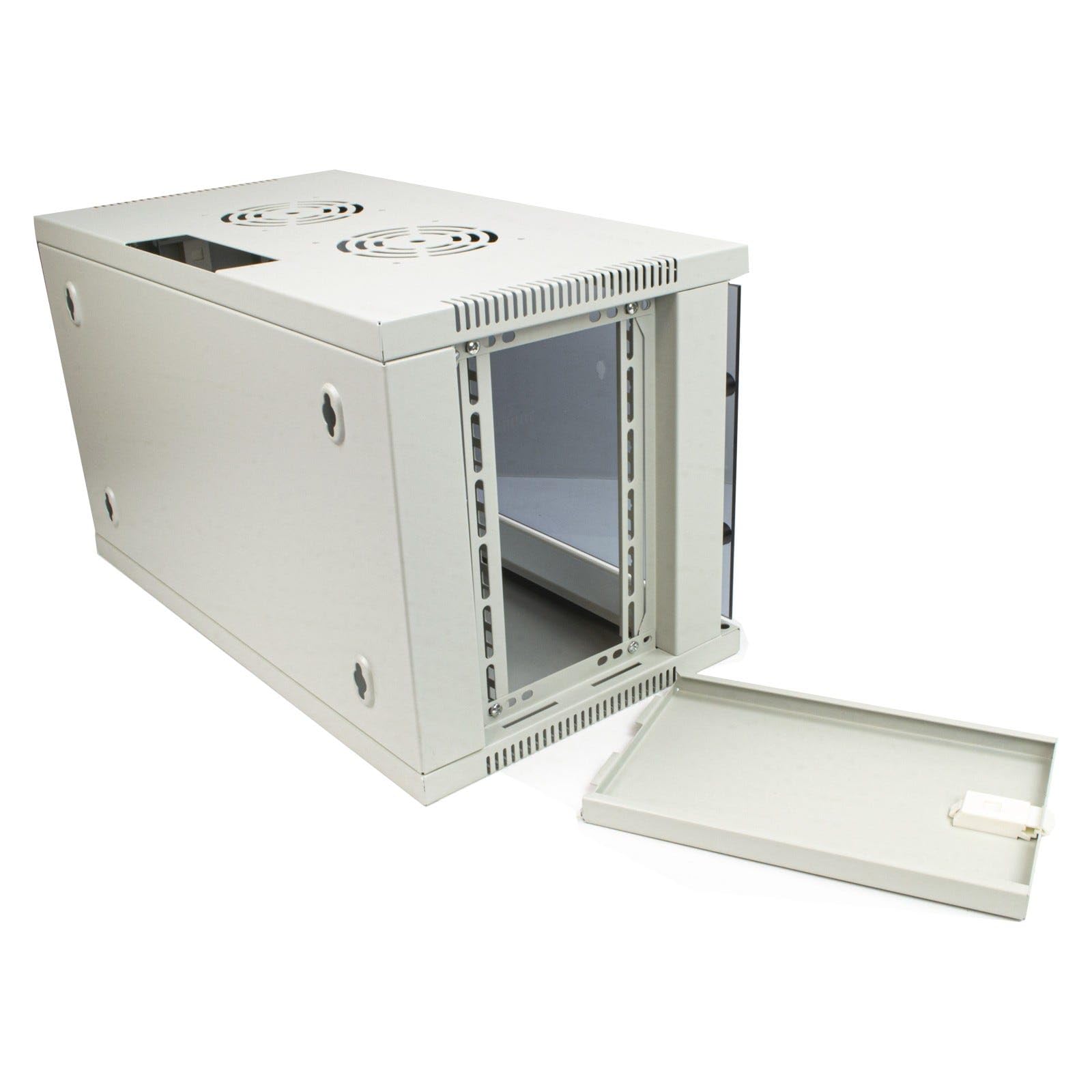 kenable Armoire Rack Murale 19 Pouces 6U 300mm en Kit Démontable avec Porte Vitrée Verrouillable Gris