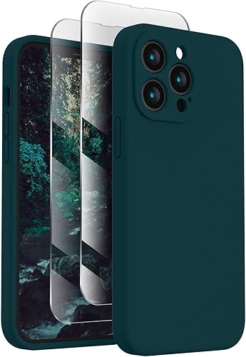 Miniatura 445 de FireNova Funda para iPhone 14 Pro, funda de silicona mejorada [protección de cámara] con [2 protectores de pantalla], forro interior de microfibra