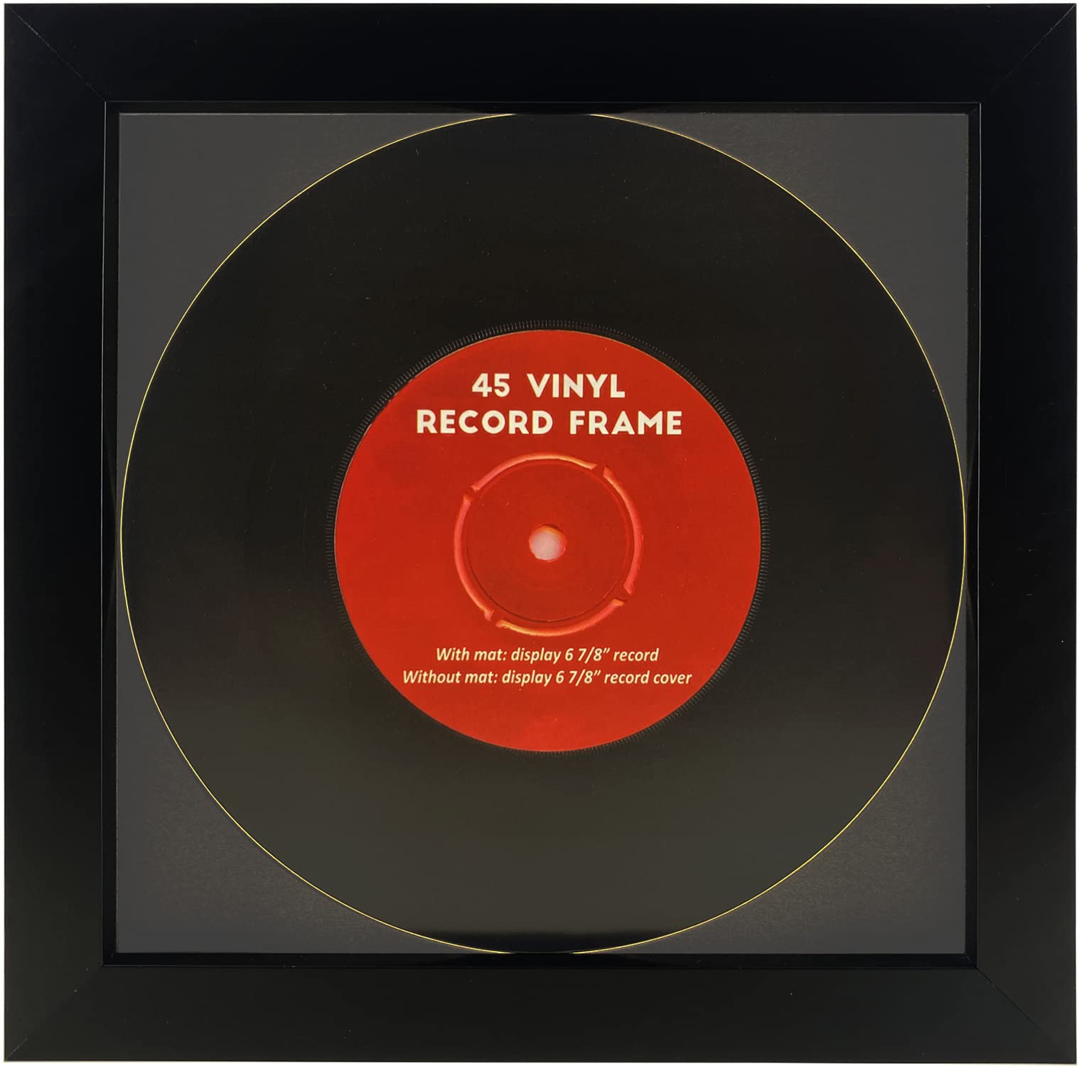 2 Stück, 45 einzelne 16.5 cm Vinyl-Schallplattenrahmen, Displays 17.8 cm Schallplatten mit grauen Matten-Displays, 17.8x17.8 cm, Vinyl-Schallplatten-Albumabdeckung ohne Matte, graue Matte, 2 Stück)