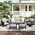 MIXPATIO 5-Piece Patio Furniture Set, Oversized Outdoor Wicker Sofa with High Back Swivel Chairs and Comfy Ottoman, Sectional Rattan Outdoor Conversation Set for Poolside Backyard Deck, Grey