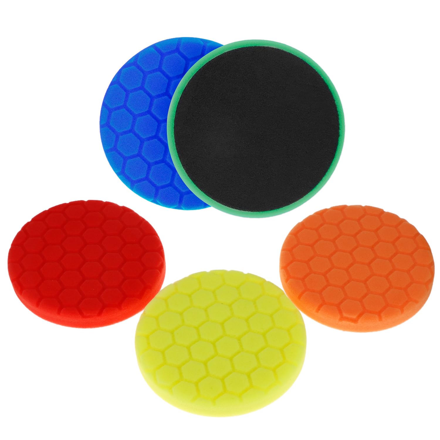 QWORK 5-częściowe piankowe podkładki polerskie, 15 cm gąbki do polerowania samochodu, wielokrotnego użytku, do polerowania glazury, do użytku z maszynami mimośrodowymi