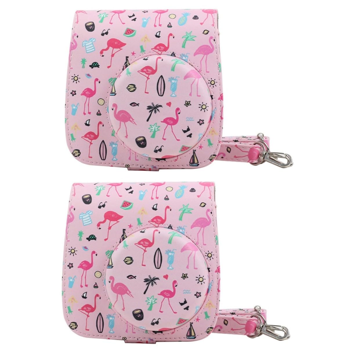 HOMSFOU 2pezzi Borsa Protettiva Pu Fotocamera Istantanea Con Tracolla Design Elegante e Facile Da Pulire Compatibile Con Mini e Rosa