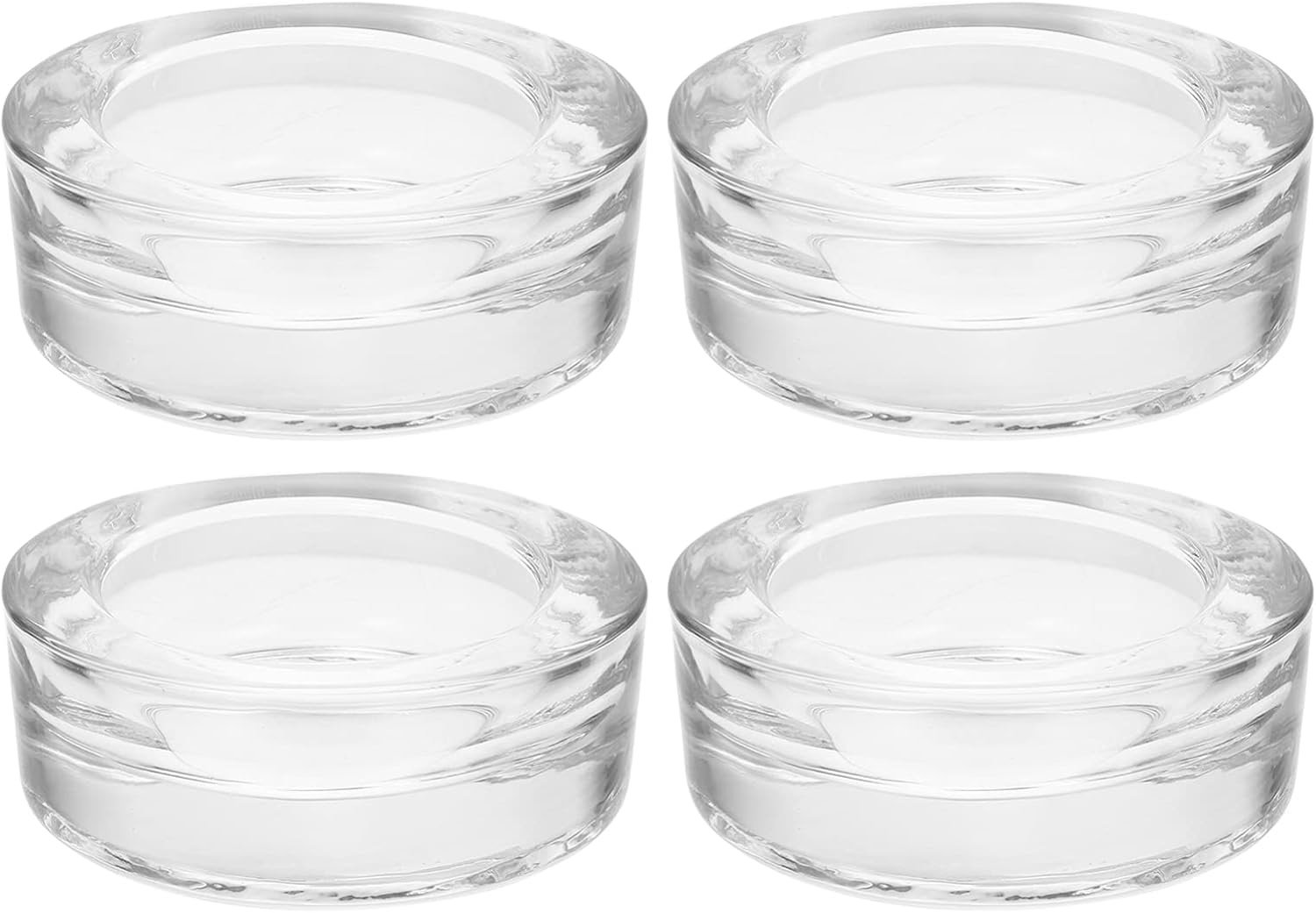 Outanaya 4pcs Round Candlestick Cup Glass Candle Stand