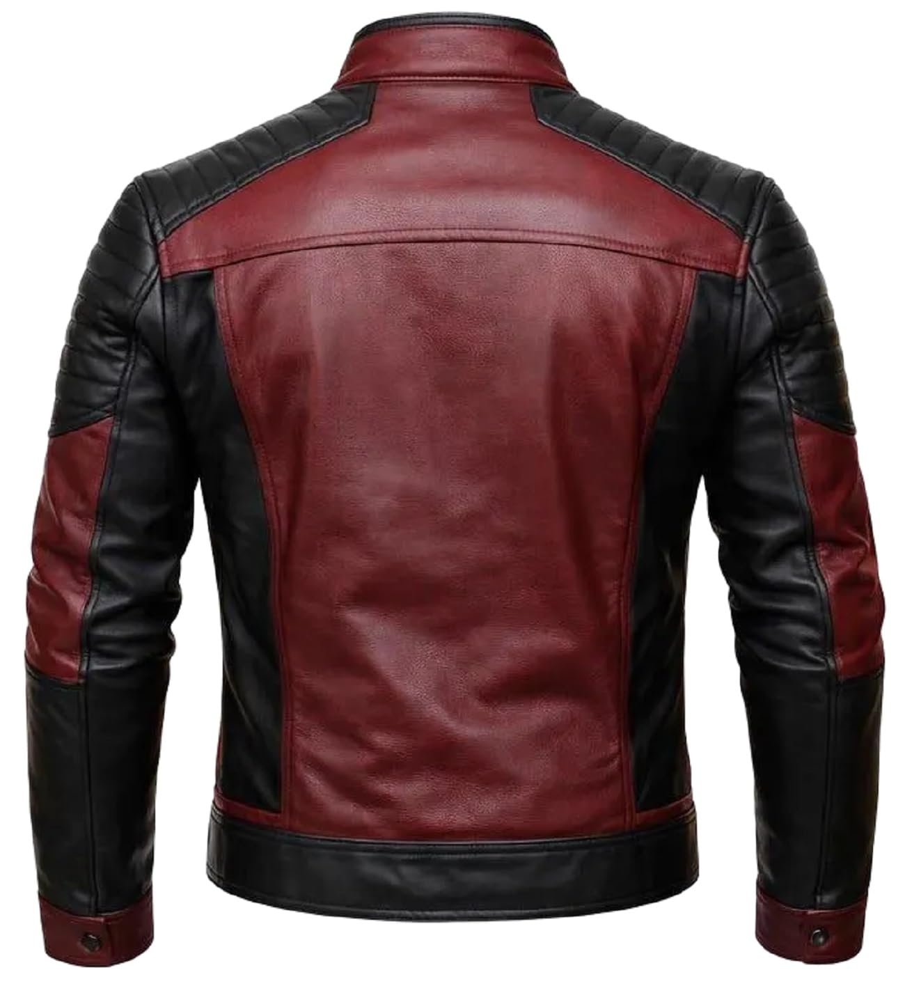 Chaqueta de cuero para hombre, de dos tonos, estilo Café Racer, ajuste delgado, acolchada, elegante, informal, ropa de abrigo