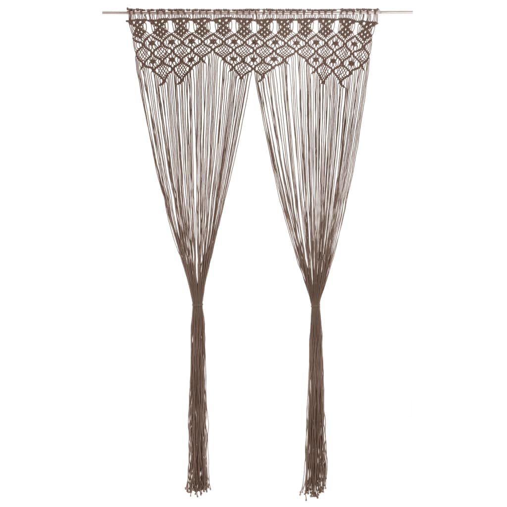 Tomostar Rideau Macramé, Tapisserie Murale Rideau de Porte Taupe 140x240 cm Coton