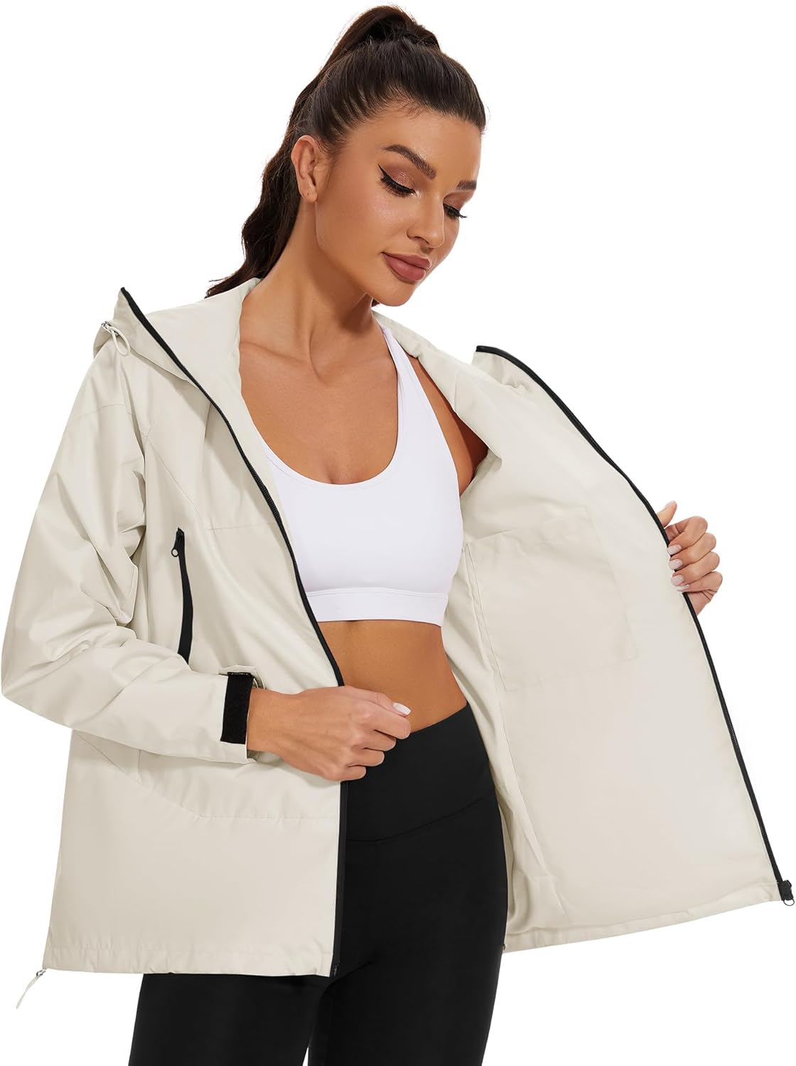 Avoogue Rain Jacket for Women Waterproof Lightweight Rain Coat Hiking Windbreaker Jacket with Hood - Image 3