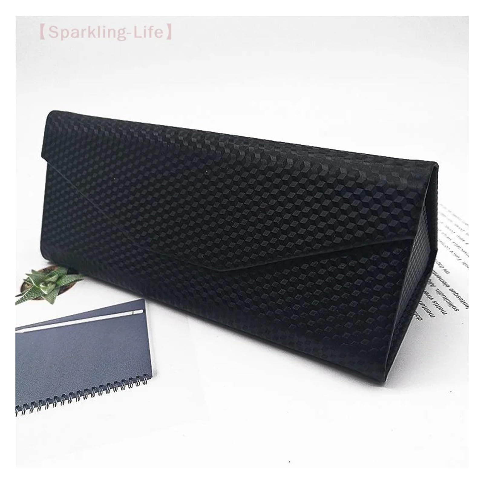 Triángulo Plegable Funda de Gafas 1 caja triangular for gafas, impermeable, portátil, negra, plegable, for de sol, accesorios for manualidades