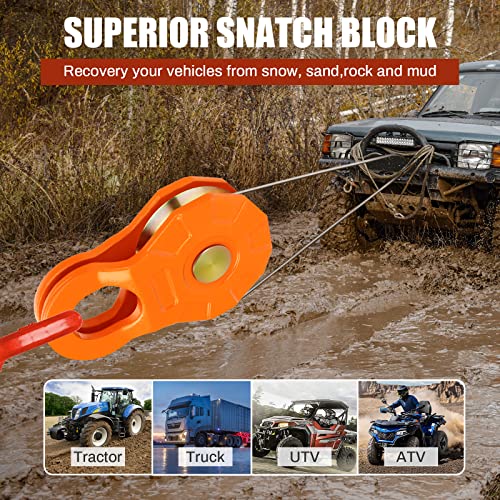 Snatch Block Towing Pulley Blocks 50,000 Lbs(22T) Minimum Breaking Strength, 25,000 Lbs (11T) Working Load Limit, Heavy Duty Offroad Recovery Winch Accessory For Truck, Tractor, Atv & Utv #TOP1