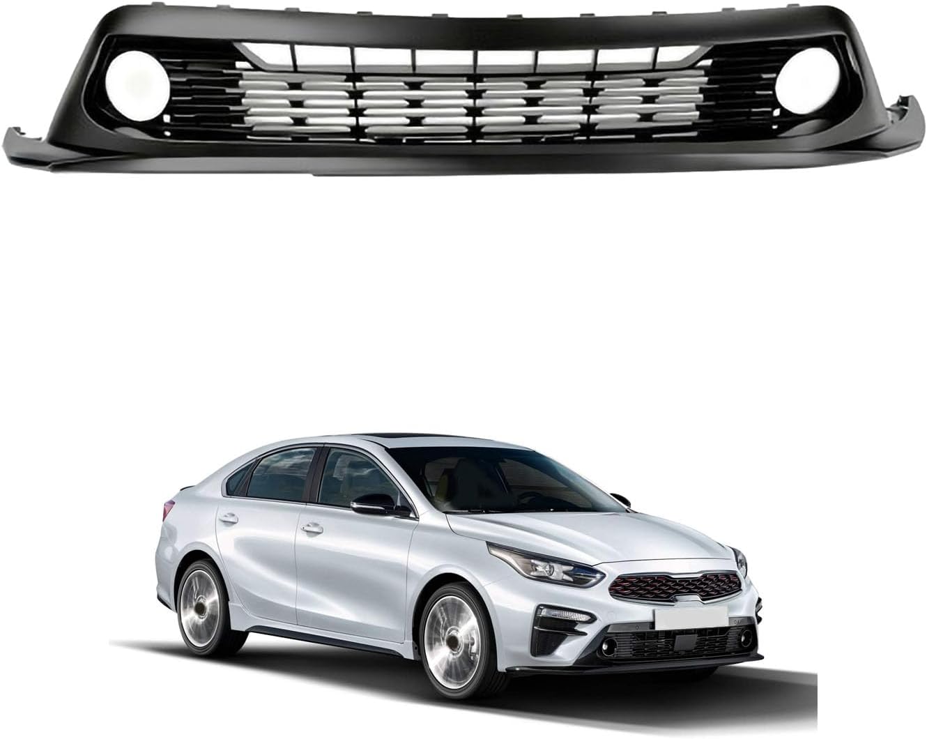 Front Lower Bumper Grille Compatible with 2019 2020 2021 k-ia Forte S EX LX GT GT-Line Grill Grille Matte Black Plastic #86530M7020 KI1015113