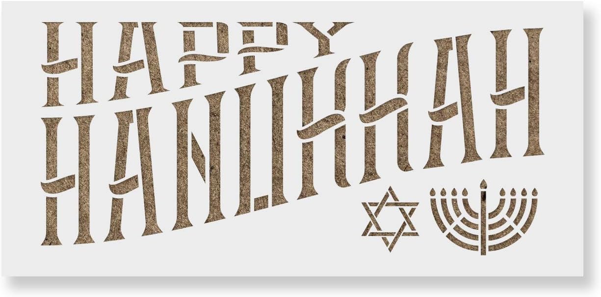 Happy Hanukkah Sign Stencil - Judaism Stencil, Durable Stencils for Making Traditional Jewish Decorations, Holiday Stencil