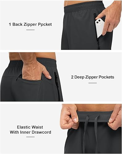 Miniatura 5 de Rdruko Pantalones cortos de senderismo para hombre con bolsillos con cremallera, 7 pulgadas, ligeros, de secado rápido, pantalones cortos de