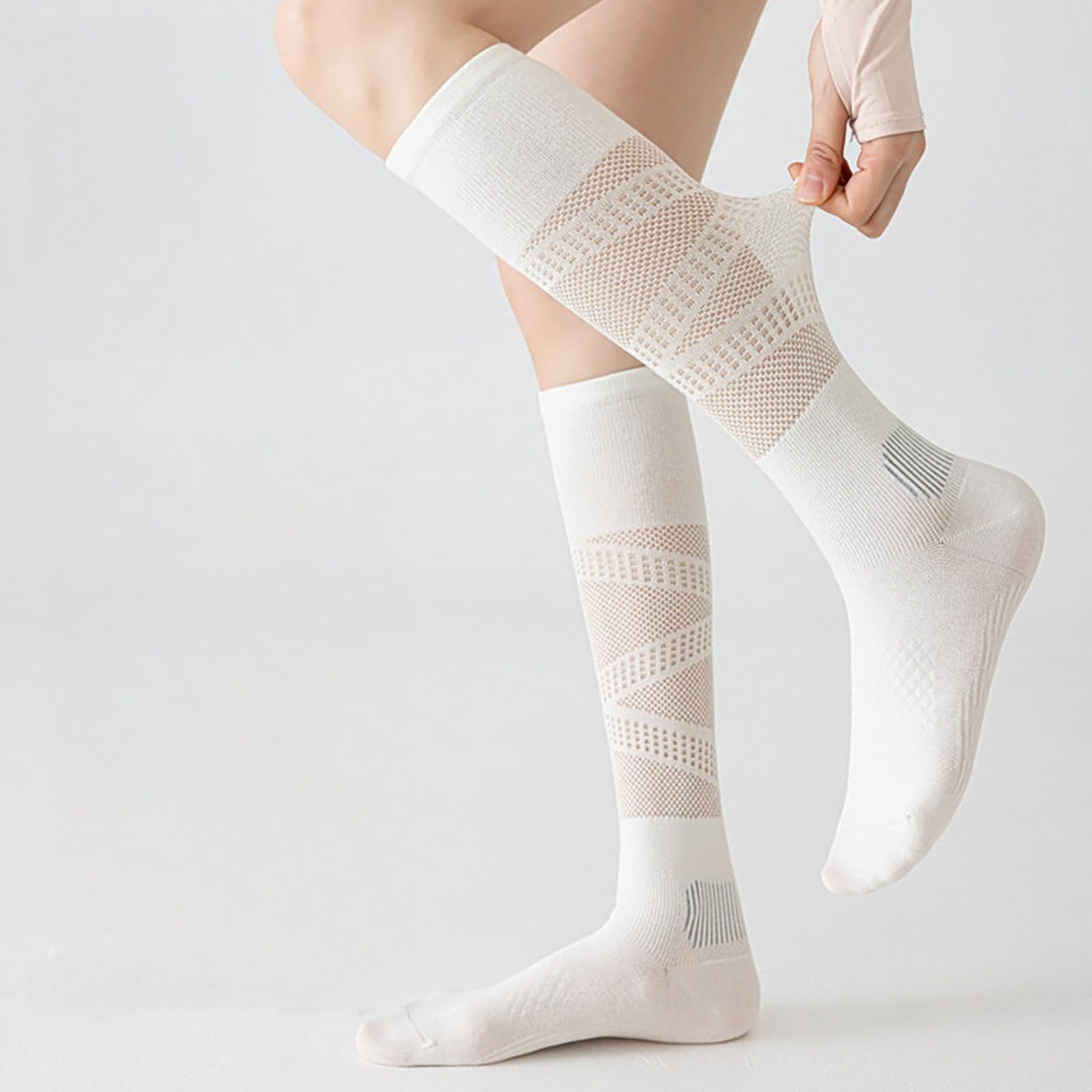 Atmungsaktive Damen-Socken aus Netzstoff, kniehohe Wadenstütze, Farbverlauf, rutschfest, Sportsocken für Laufen, Fitnessstudio, Tennis, Reisen