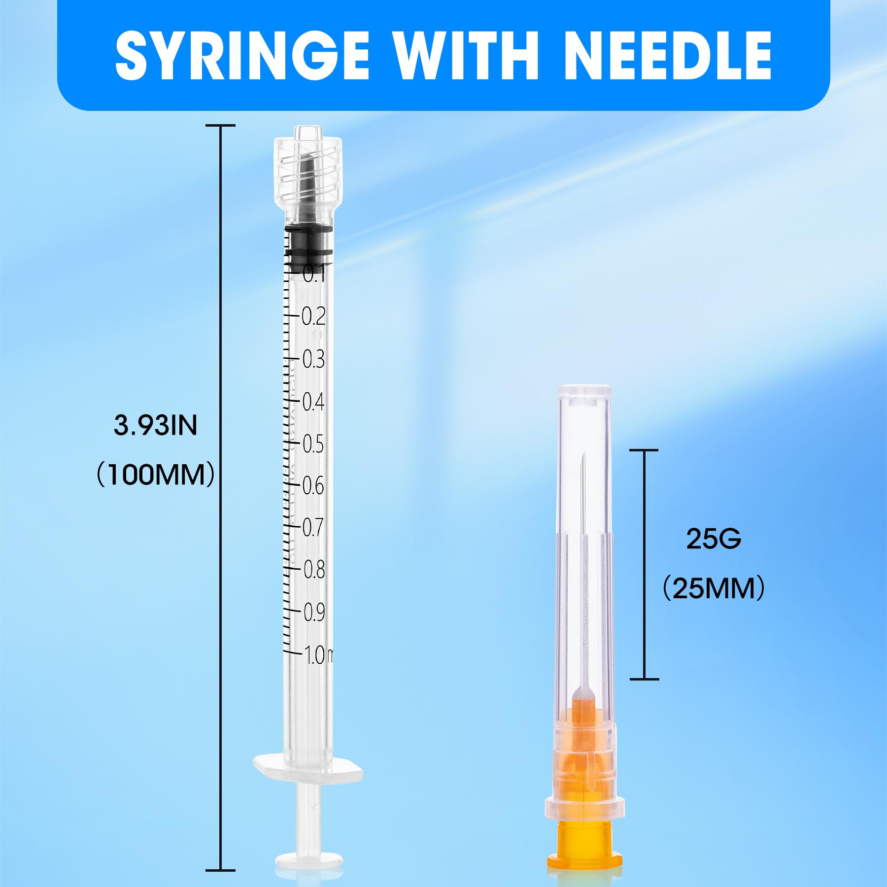 1ml Syringes with 25G 1inch Needle,100 Pack — Amazon image 2