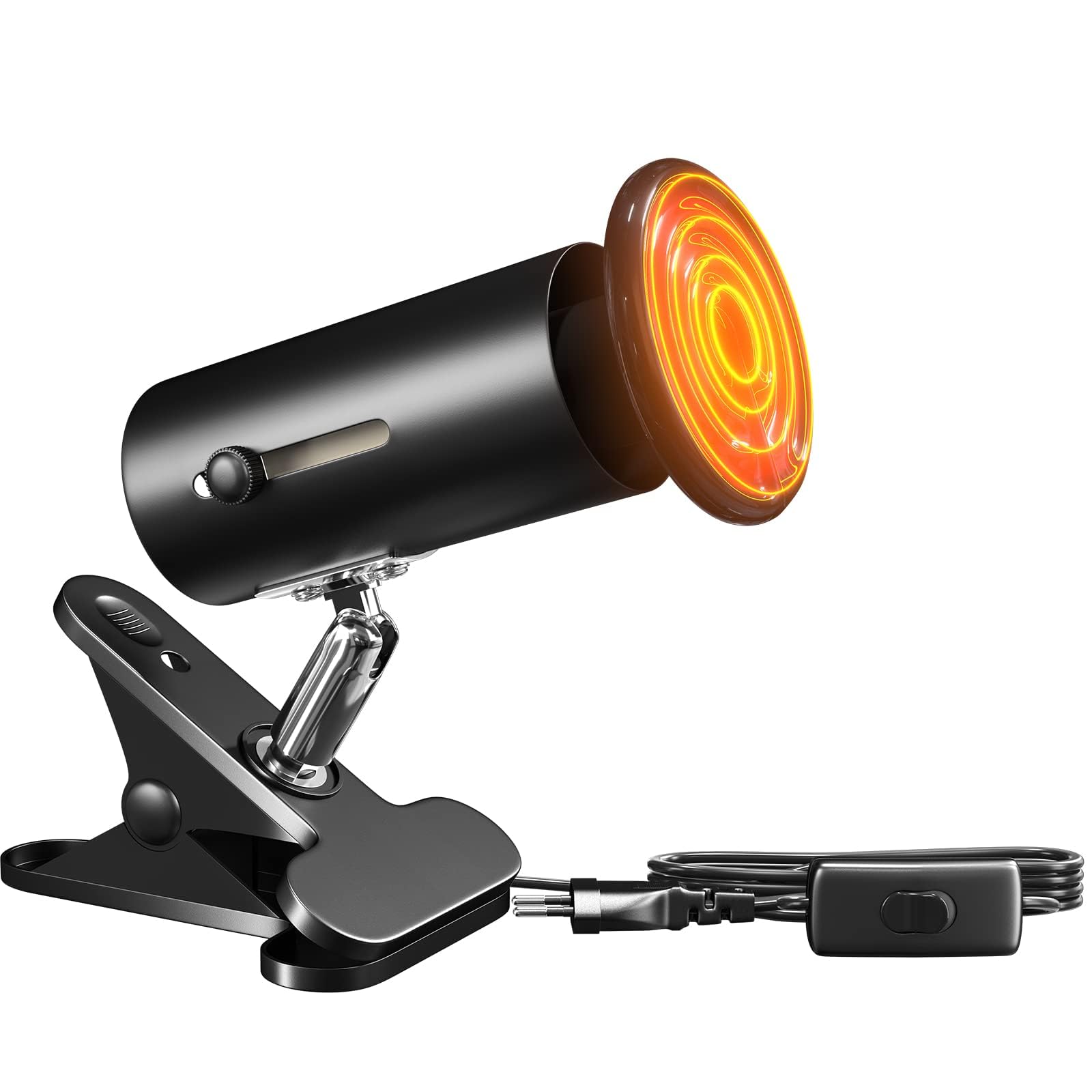 Bonlux E27 Basking Lamp, Reptile Heat Lamp Holder with Clip Pet Ceramic Infrared Heat Lamp Bulb for Lizards, Tortoise, Snake, Chicken, Puppies (Include a 100W Terrarium Reptile Heat Bulb)