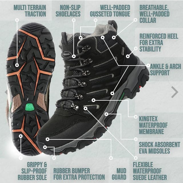 ROCKMARK Men's Waterproof Hiking Boots Lightweight Anti-Slip Mid Ankle Trekking Shoes for Outdoor Backpacking, Mountaineering & Rugged Terrain‌ - Image 3