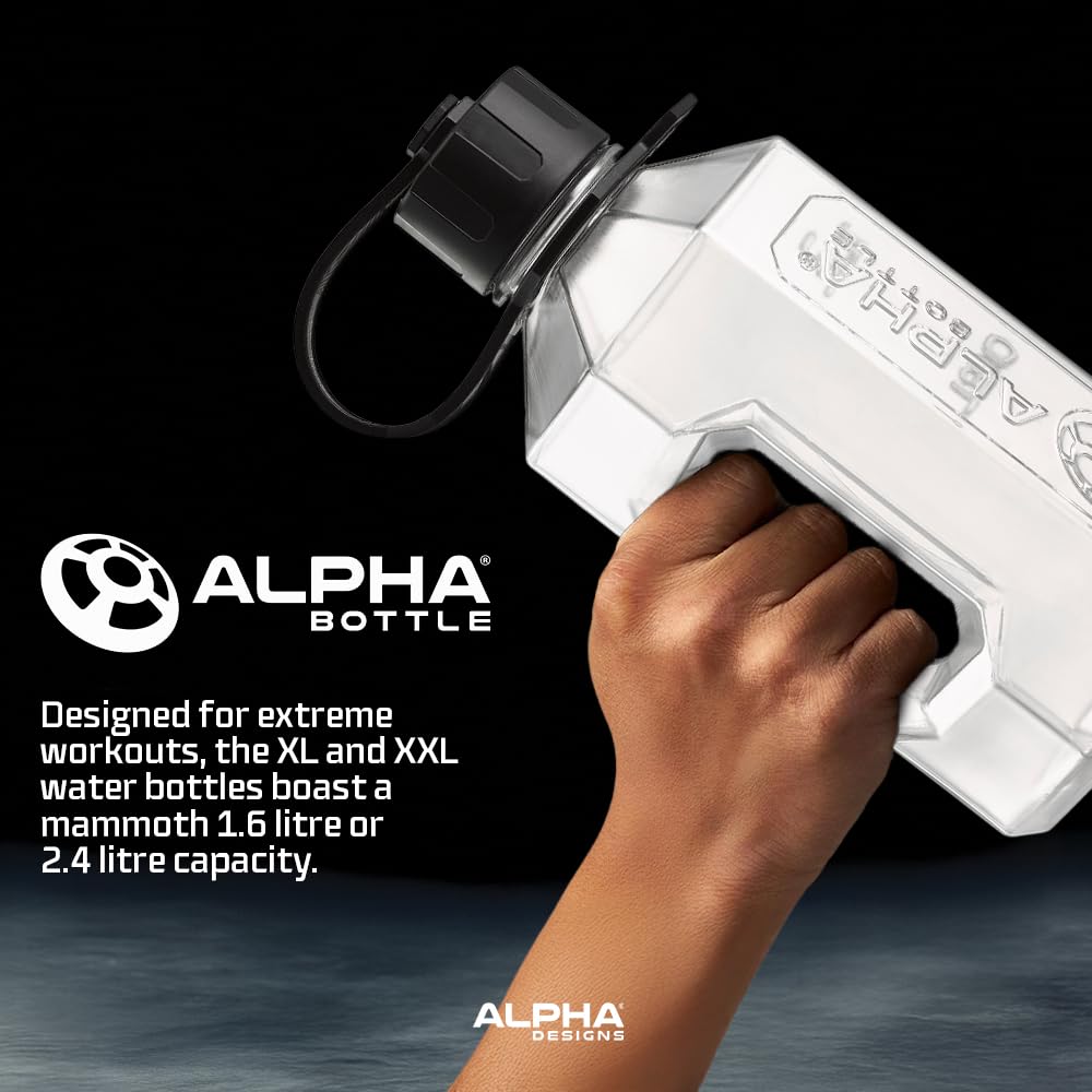 Alpha Designs | XXL Gym Water Bottle 2L | 2.4 Litre / 2400ml Large