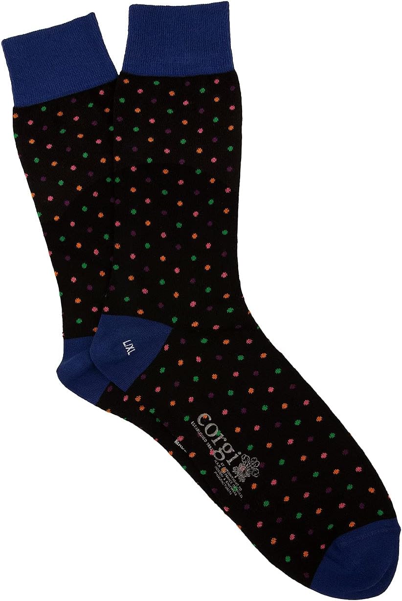 CorgiMens Luxury Cotton Spot Socks | Royal Warrant Sign Of Quality | UK Size 6-12 | Gifts For Men | Hand Finished | Made In The UK