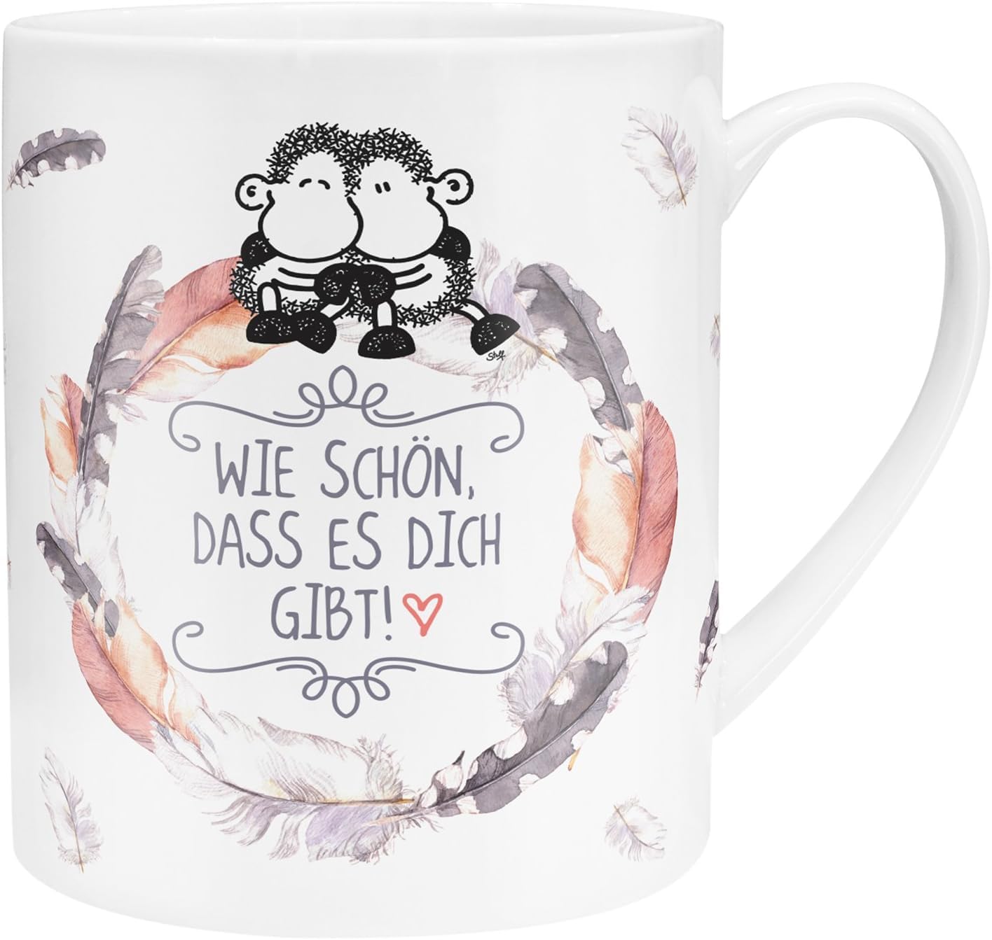 Sheepworld 45397 XL Tassewie Schön, dass es Dich gibt 60 cl in a Gift Box, Porcelain, Grey, 9.5 cm