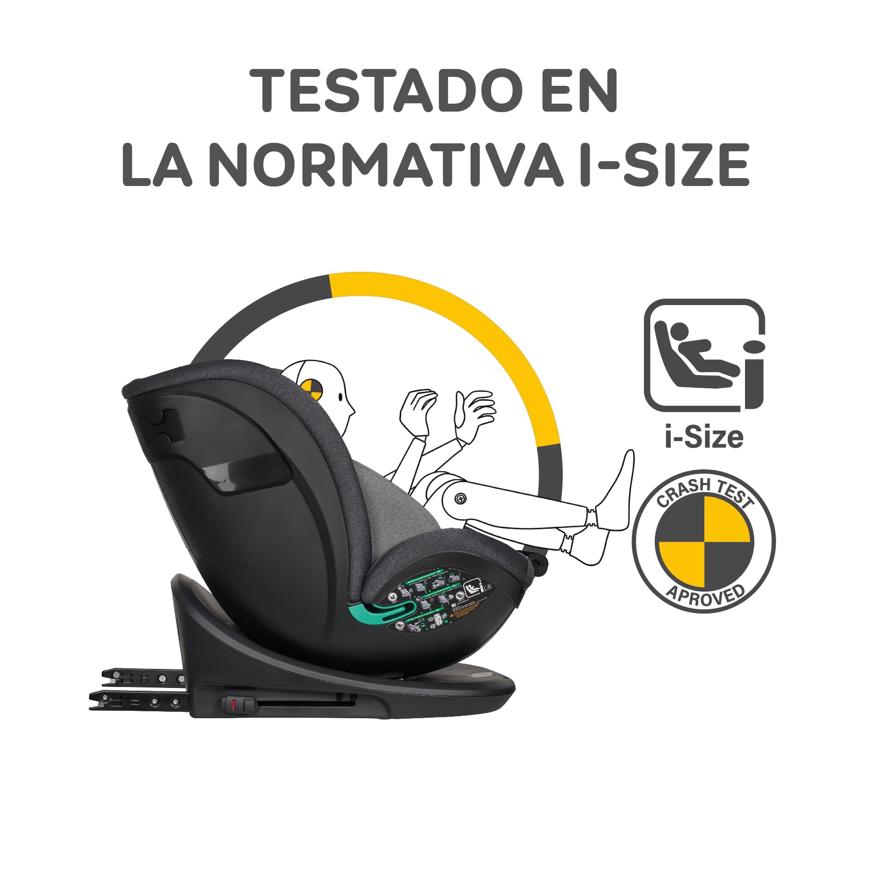 Ms Milos I-Size - Seggiolino da auto girevole a 360°, con ISOFIX e TOP Tether, 40-150 cm (0-36 kg), circa 0-12 anni - Reclinabile e Imbottita - ECE R129