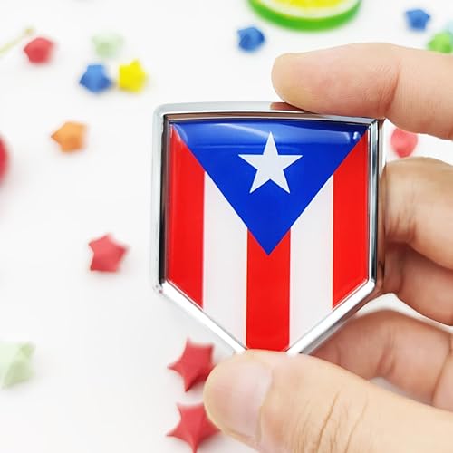 Miniatura 2 de Overdecor Calcomanías de bandera de Puerto Rico para emblema de automóvil, accesorios de automóvil puertorriqueño, decoraciones de bandera de escudo