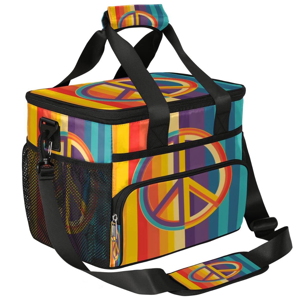 Peace Insulated Picnic Backpack Lunch Box for Women Men Picnic Basket Tote Lunch Bag Picnic Bag Portable Lunch Bags for Picnic, Beach, Work, Trip,Office, Camp Peace Sign