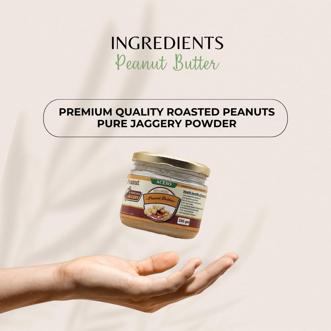 Aceso Peanut Butter,Protein Packed Spread,No Added Sugar,Creamy And Crunchy Healthy Snacks,220 grams 2
