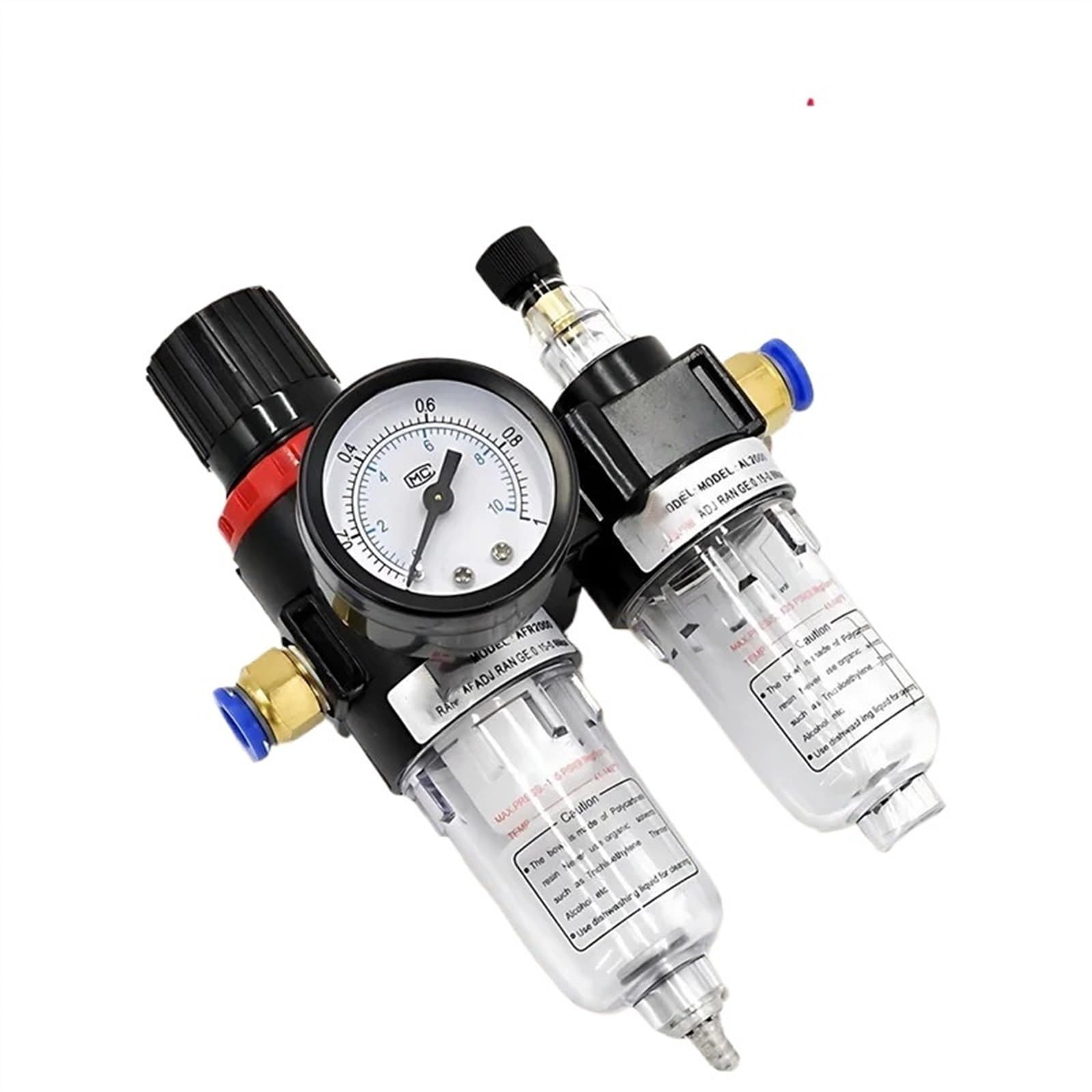 AYNRJKKX 1 Sets AFC2000 1/4 Air Compressor Oil Water Separator Filter Regulator Trap with Pressure Reducing Valve for Airbrush(AFC w (PC10-02x2))
