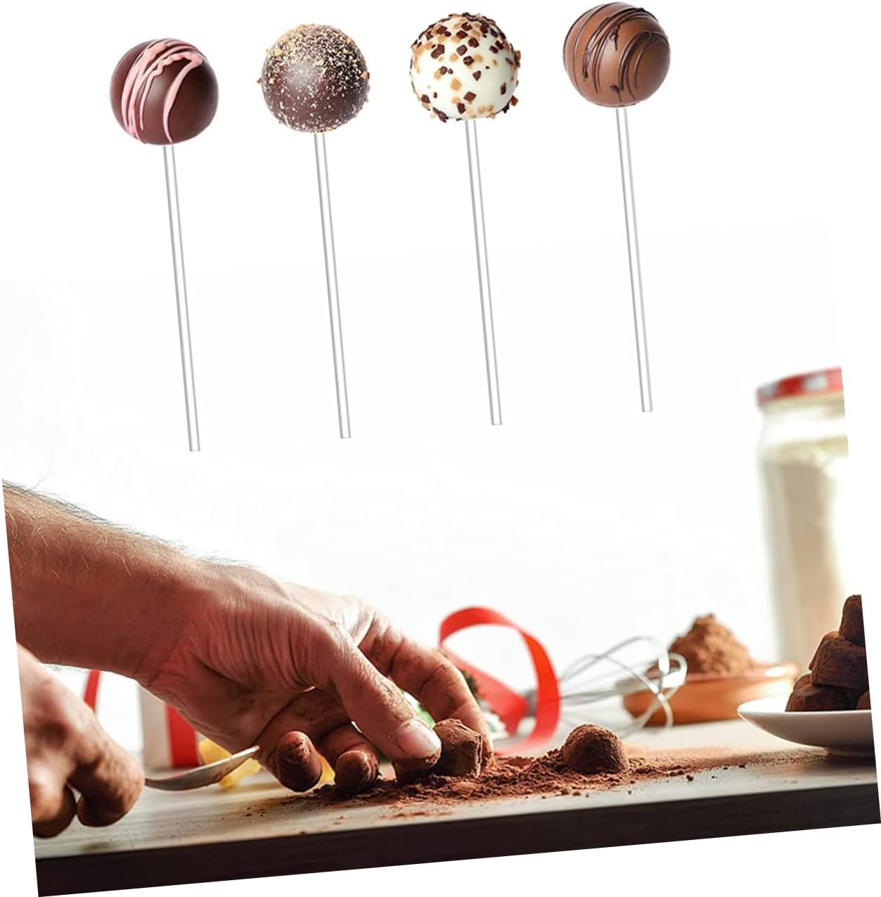 100pcs Acrylic Lollipop Sticks Reusable White DIY for Cakes