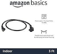 Vista 2 de Yaxa Basics - Cable de extensión de 3 pies, extensor de toma de 3 clavijas, cable de extensión para interiores, 13 amperios, 125V, color negro