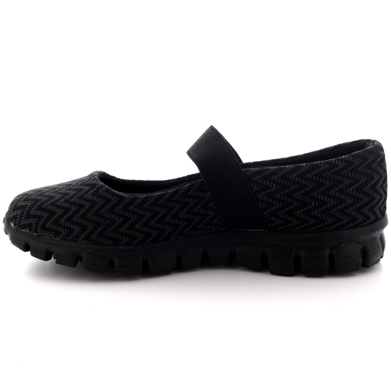 Get Fit Women’s Mary Jane Trainers - Lightweight Breathable Walking Shoes with Hook & Loop Strap - Shock Absorbing Casual Fitness Sneakers for Gym, Travel & Everyday Comfort - Black - UK6/EU39