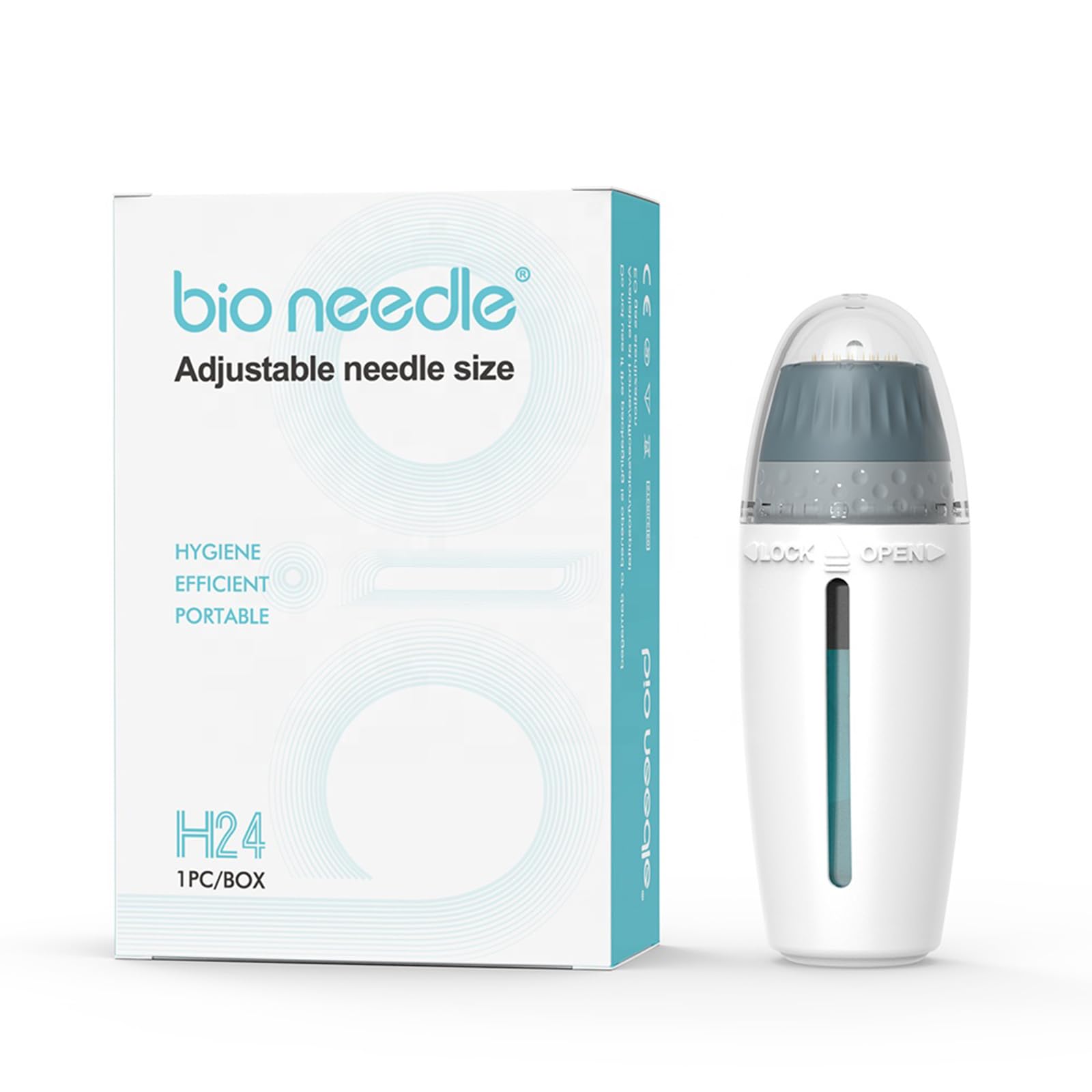 Hydra Needle 24 Derma Stamp, Adjustable Microneedling Pin Length 0~1.5mm 24 Pins Derma Roller