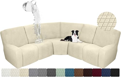 ALIECOM Fundas impermeables para sofá seccional reclinable para sofá seccional reclinable elástico en forma de L, fundas de esquina lavables de