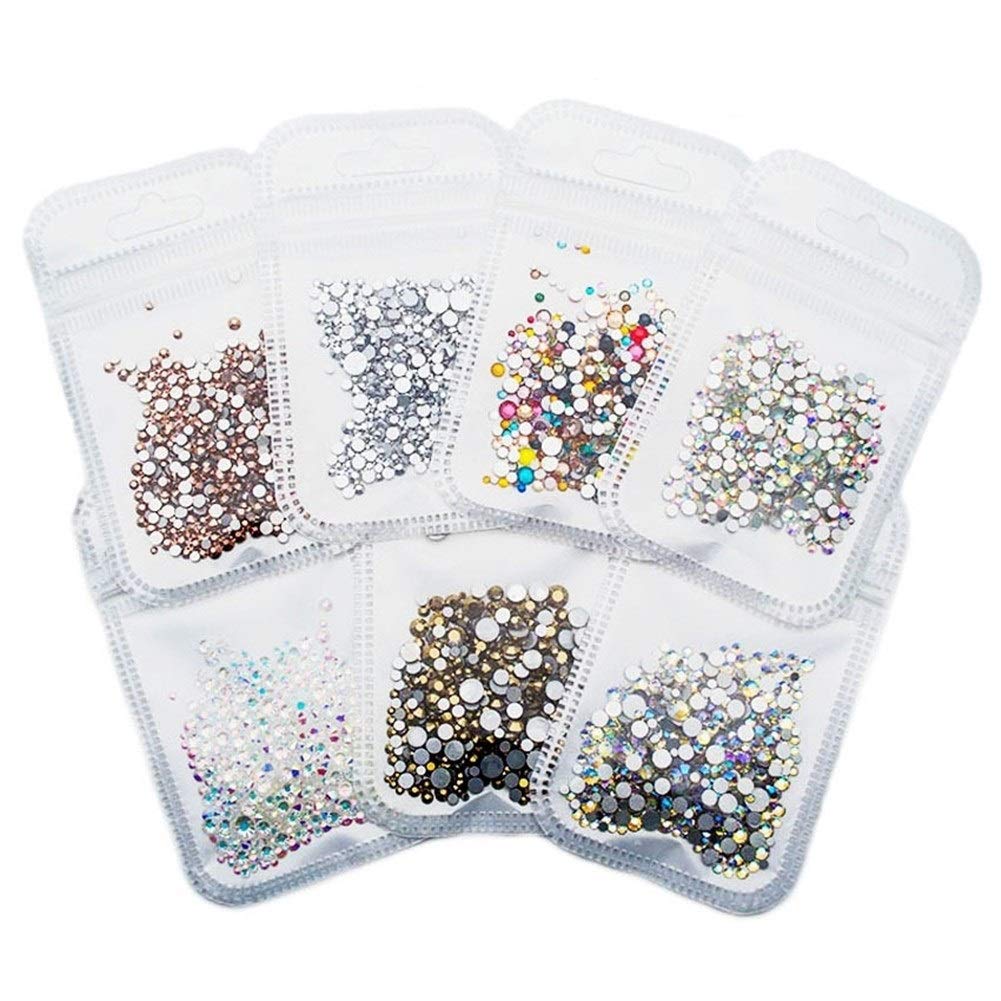 Sparkly 500pcs Nail Art Rhinestone Mix SS3-SS20 Size Glass Flatback Crystal Nail Rhinestones For Nails Art 3D Decorations (Color : Silver)