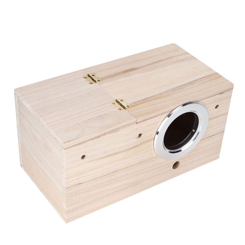 Caja de Madera para Nido de Pájaros, Casa de Pájaros, Apertura de Borde de Metal Duradero Universal con Soporte para Decoración de Jardín para Agapornis