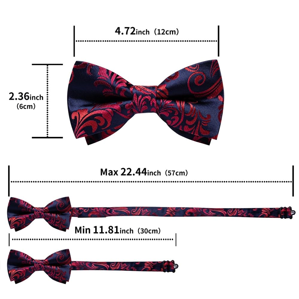 JFDBGU Floral Bow Ties Silk Pre-tied Adjustable Cravat Cufflinks Brooch Pin Set Man Tie Knot