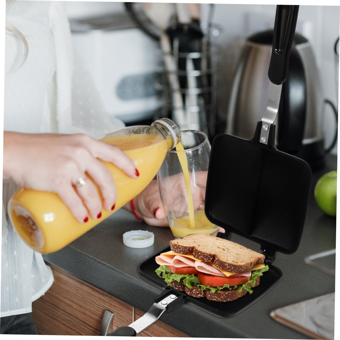 Sided Non-stick Grill Pan for Bread Eggs Sandwich Maker Detachable Aluminum Frying Pan for Cleaning