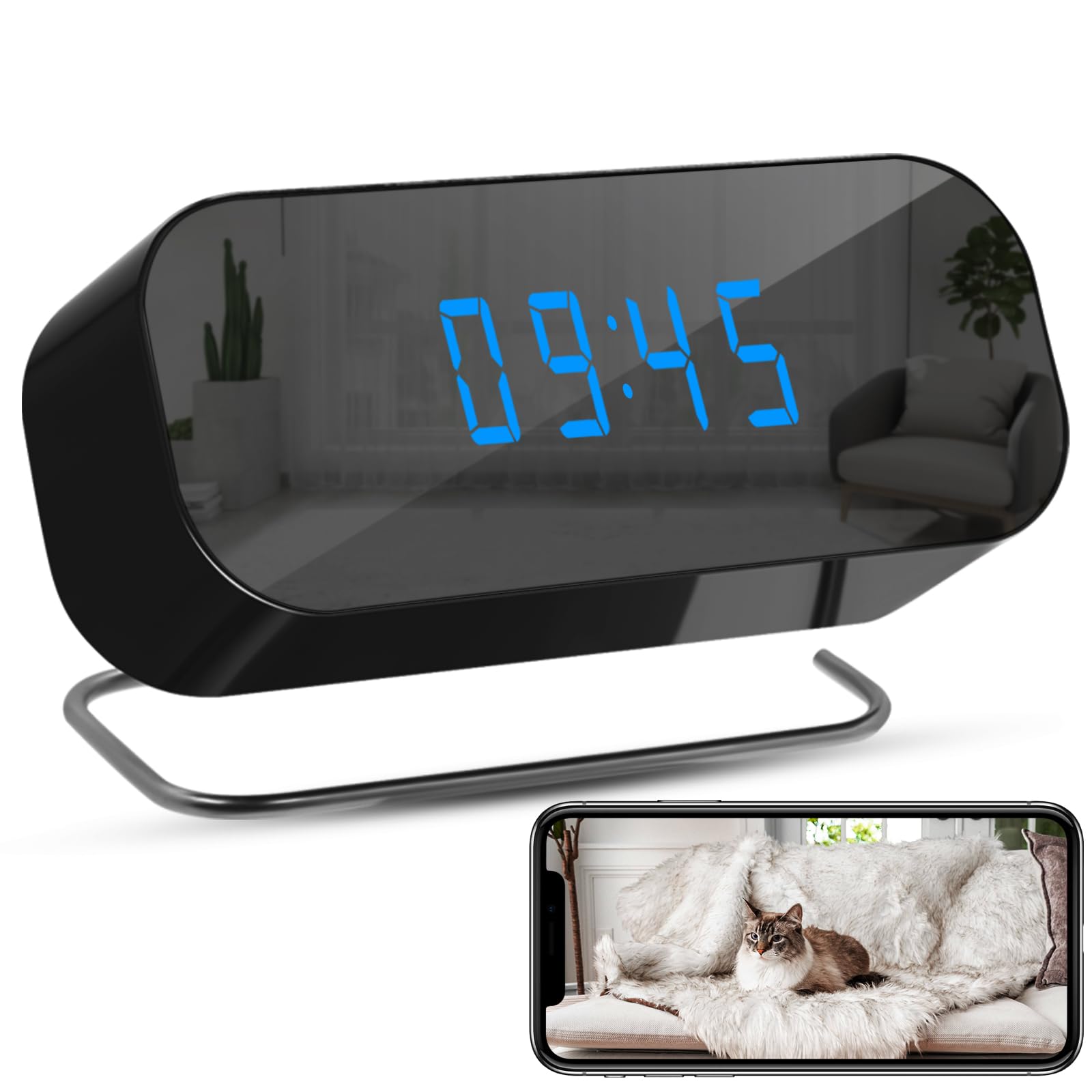 DJDAI WiFi Hidden Spy Camera - Mini Wireless Clock Camera with Motion Detection Night Vision - Ideal for