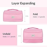 Vista 3 de Sooez - Estuche de gran capacidad para lápices, organizador de lápices con almacenamiento grande expandible, bolsa de papelería portátil de alta